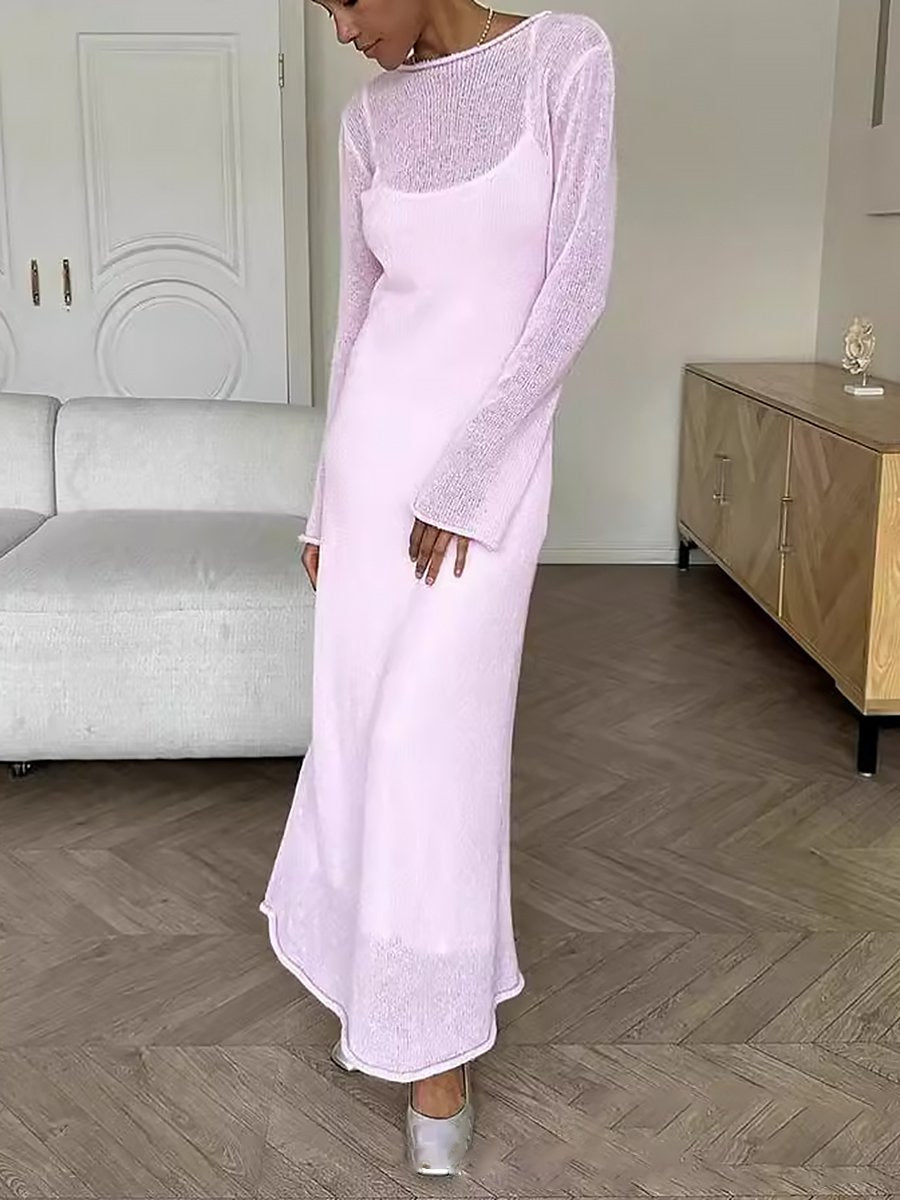 Casual And Stylish Holiday Style Knitted Hollow Maxi Dress