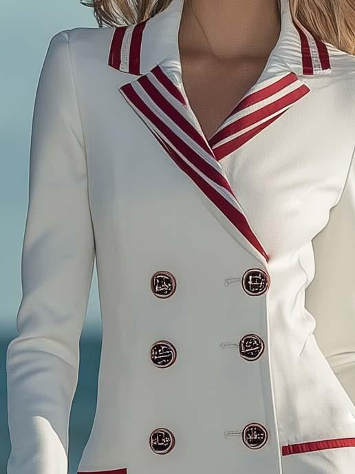 Classic Sailor Suit White Long Sleeve Mini Dress