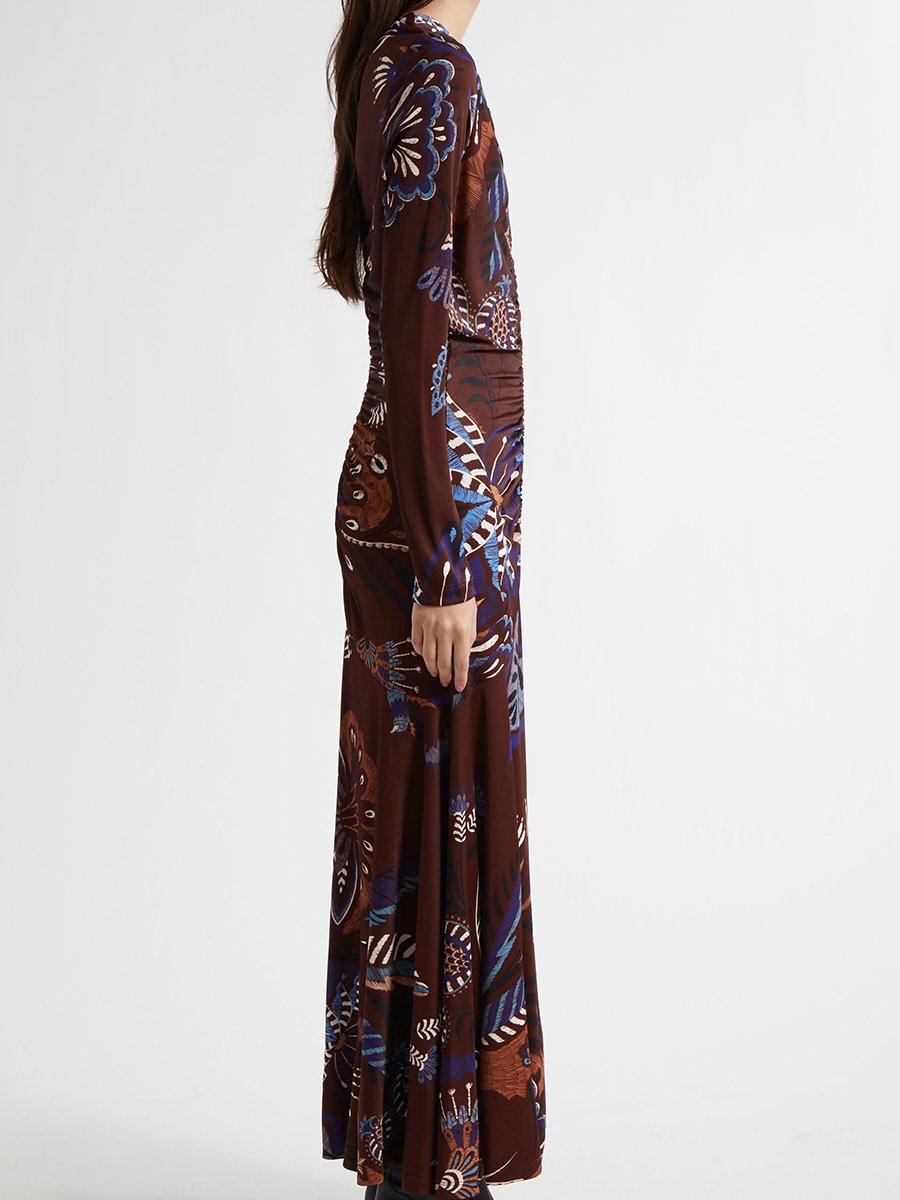 Retro Elegant Fashion Paisley Print Maxi Dress