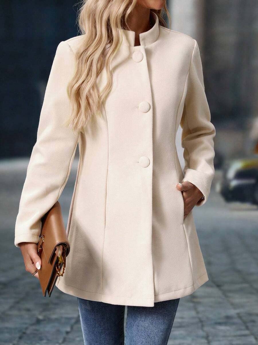 High-End Fashionable Loose Stand-Up Collar Woolen Coat