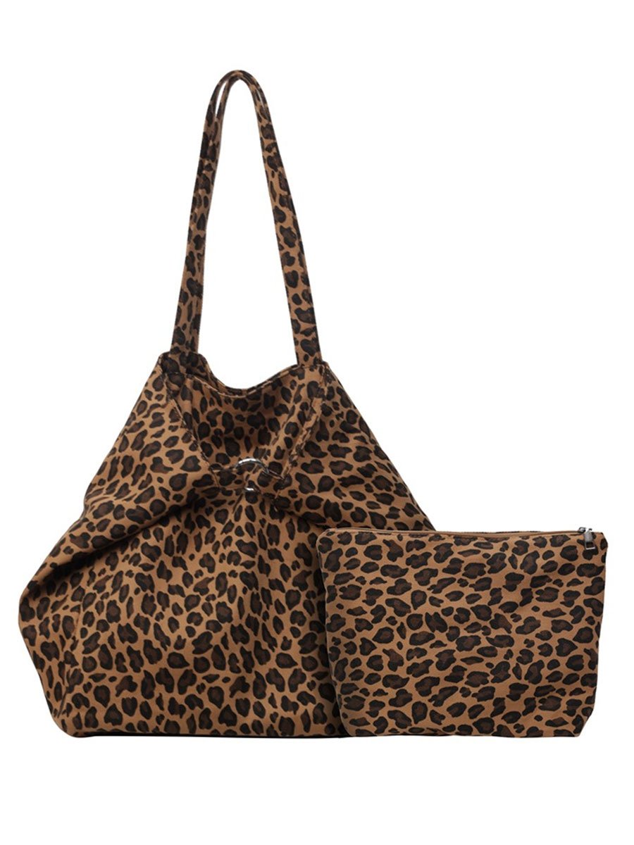 Leopard Print Canvas Commuter Fashion Shoulder Bag