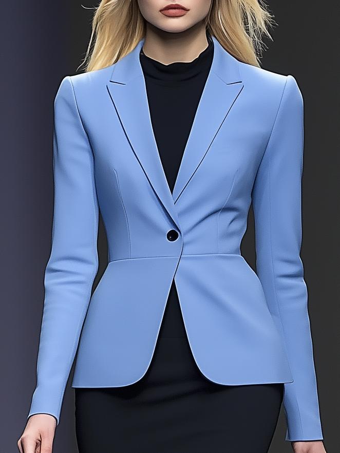 Elegant High-End Lapel Single Button Slim Long Sleeve Blazer