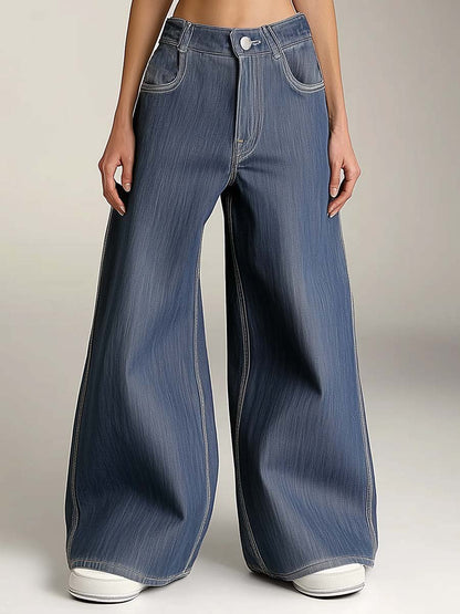 Retro Fashion Loose Casual Washed Wide Leg Jeans