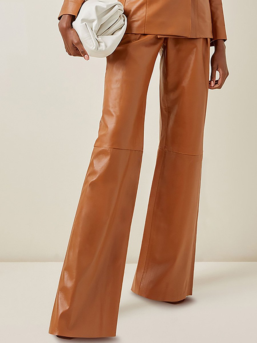 Retro And Stylish Leather Flared Pants