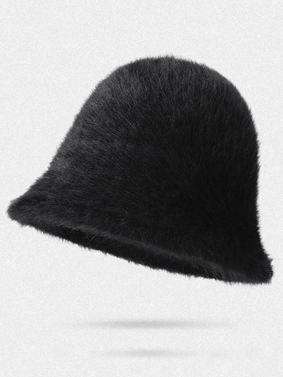 Winter Fashion Gradient Plush Rabbit Fur Warm Bucket Hat