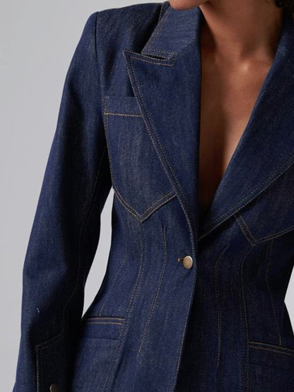 Fashion Classic Slim Fit Lapel Denim Blazer