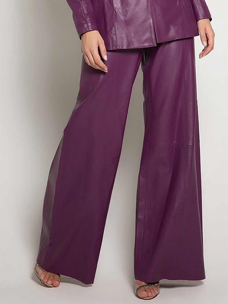 Casual Loose Fashion Purple Belt Leather Suit