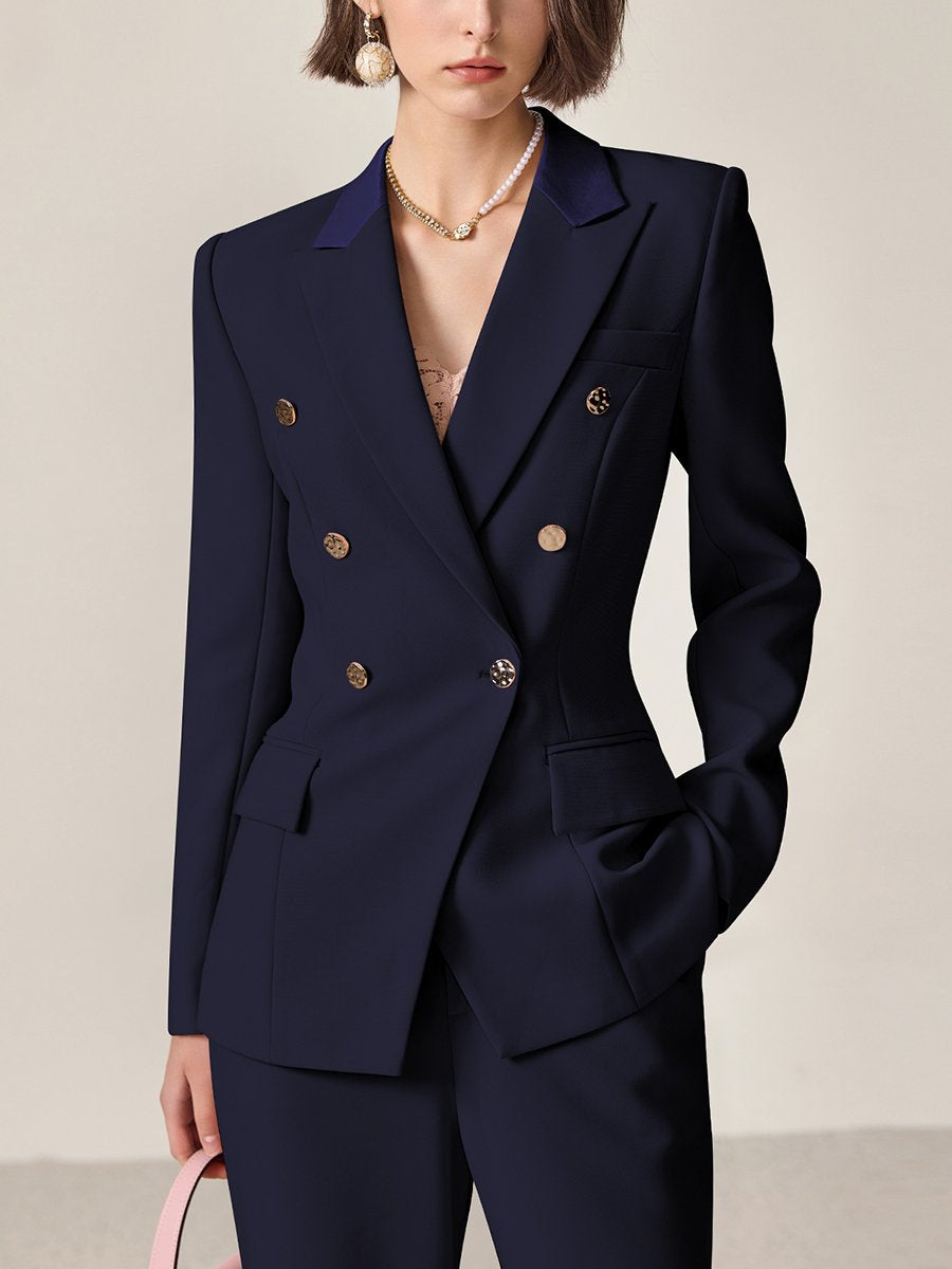 High-End Fashion Temperament Lapel Double-Breasted Suit