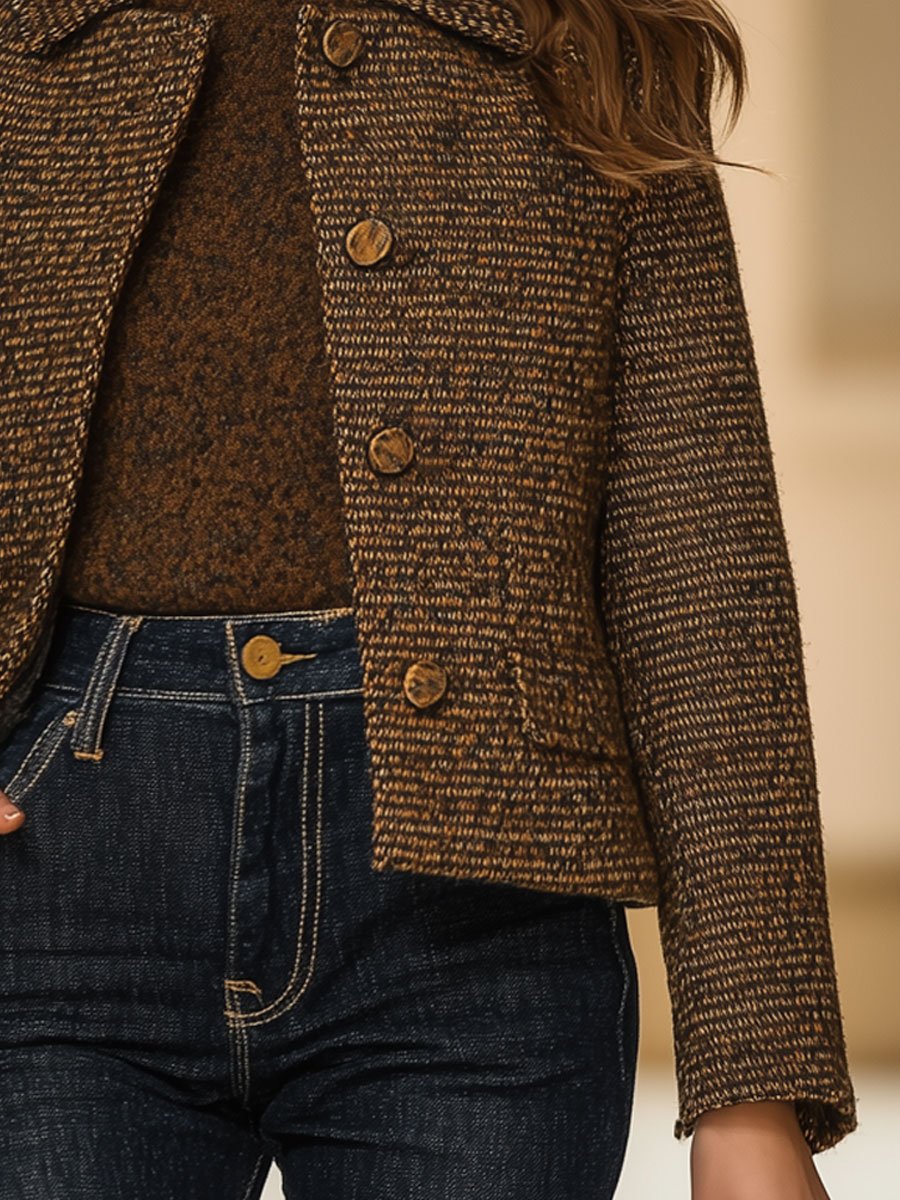 Casual Loose Retro Tweed Single-Breasted Coat