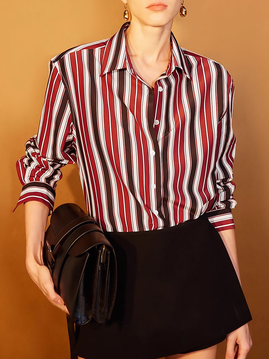 Vintage Classic French Red Striped Shirt