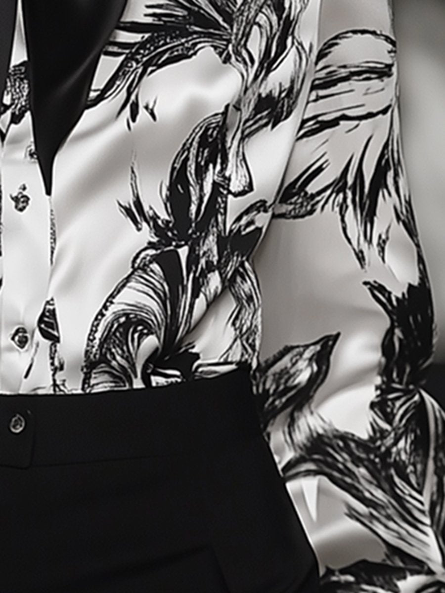 Fashionable And Elegant Satin Print Shirt