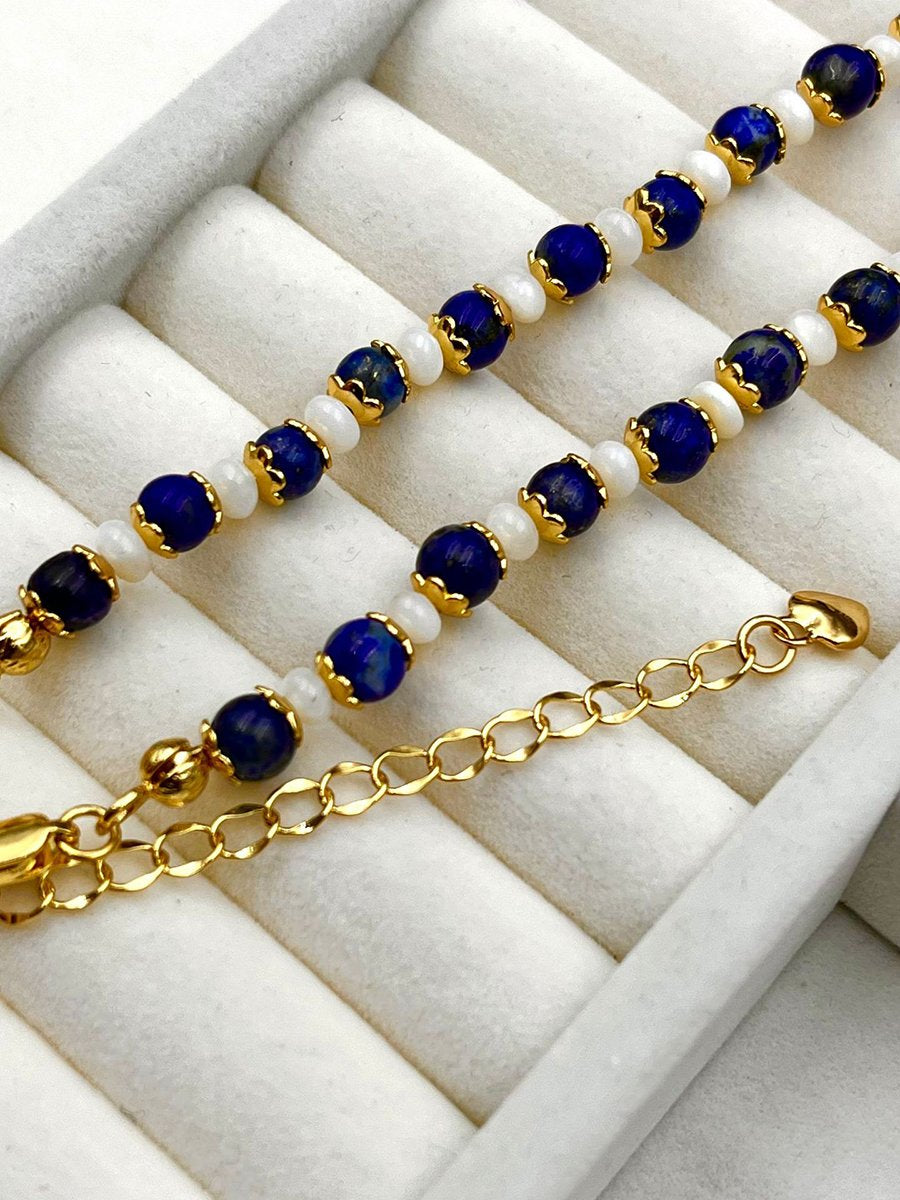 Vintage Natural Lapis Lazuli Pearl Fashion Necklace