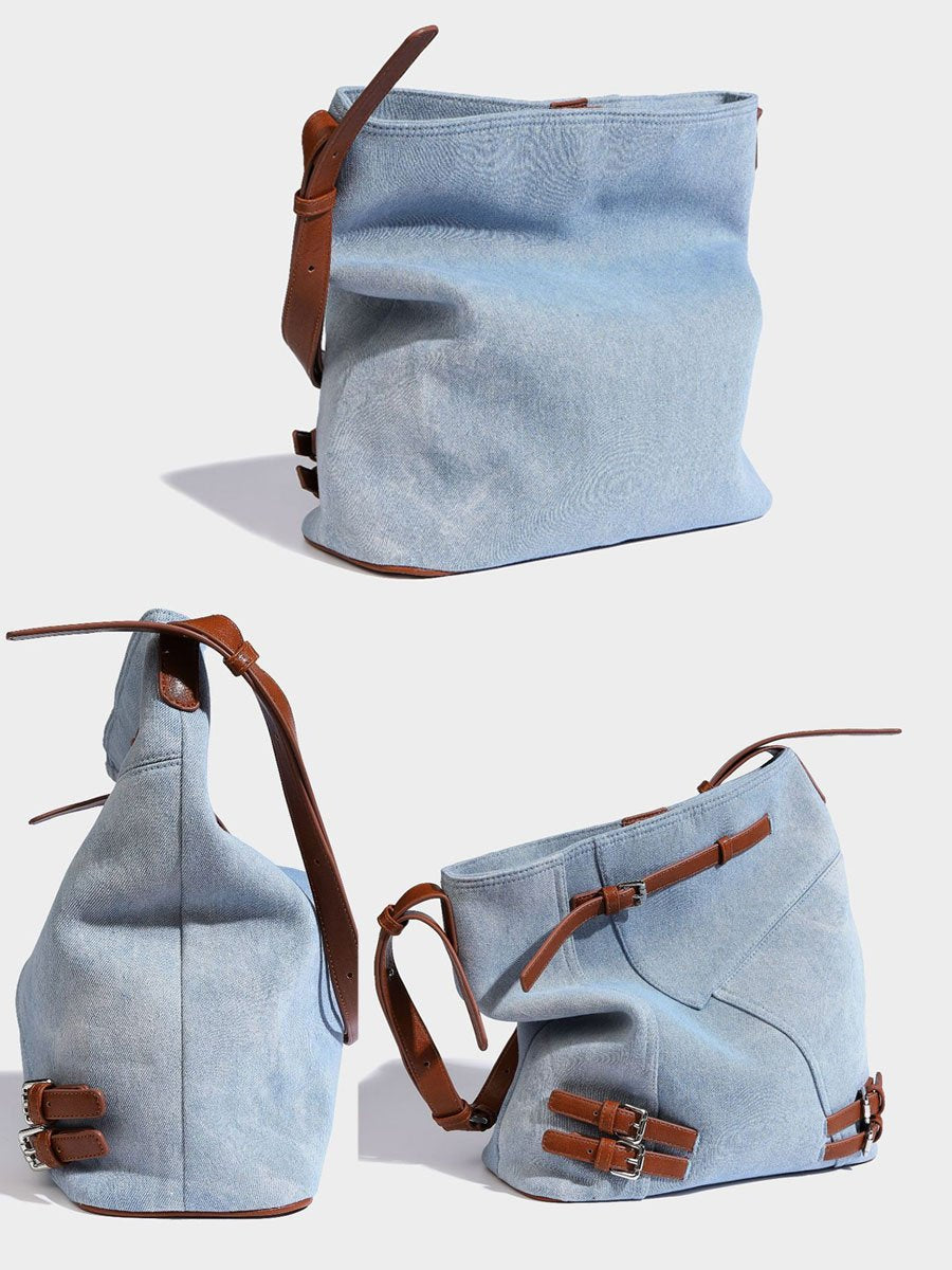 Versatile Fashion Casual Retro Denim Blue Tote Bag