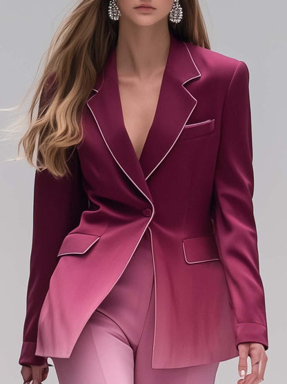 Elegant and Romantic Pink and Burgundy Gradient Suit