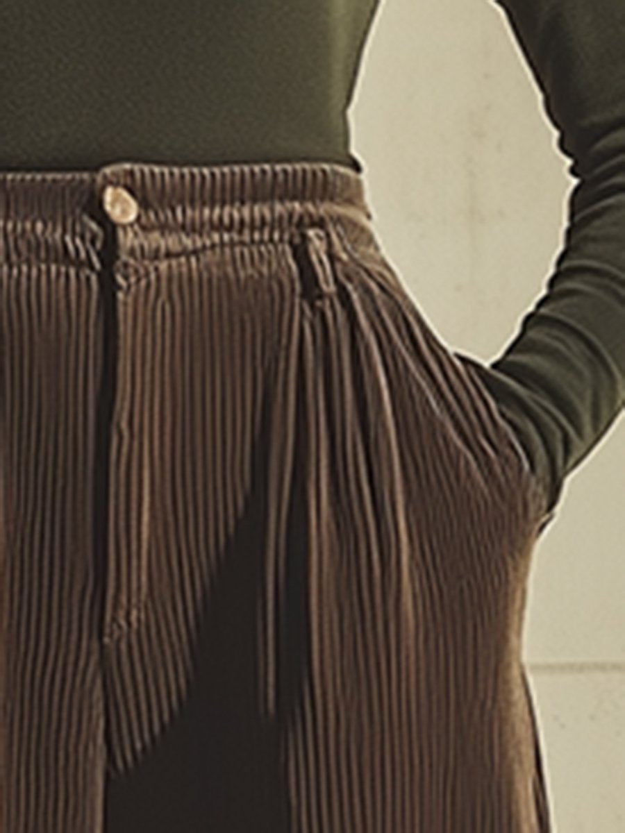 Casual Loose Retro Corduroy Wide-Leg Pants