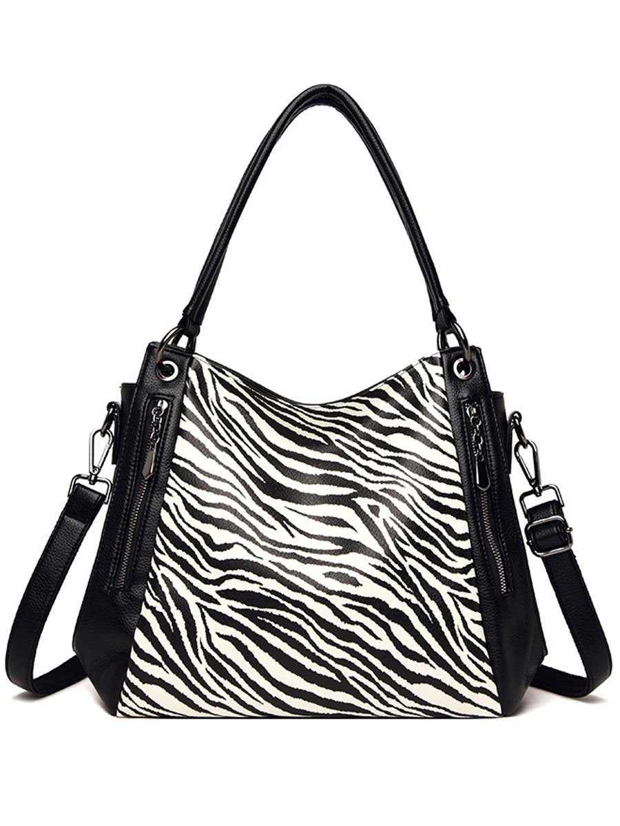 Casual Leopard Print Zebra Shoulder Bag