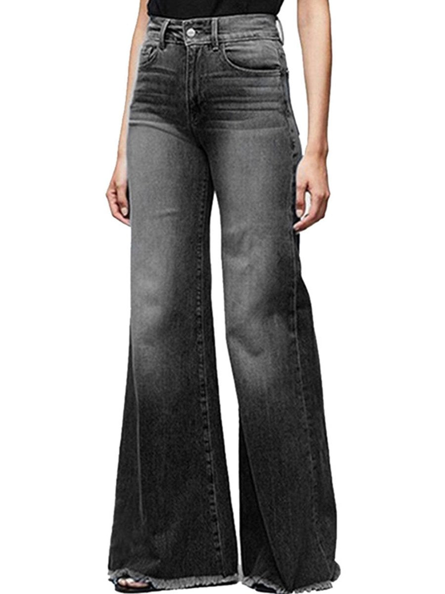 Casual Loose Retro High Waist Flared Wide Leg Jeans