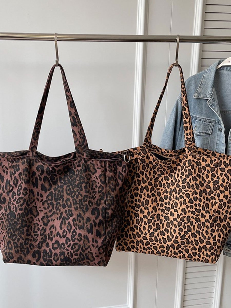 Leopard Print Canvas Commuter Fashion Shoulder Bag