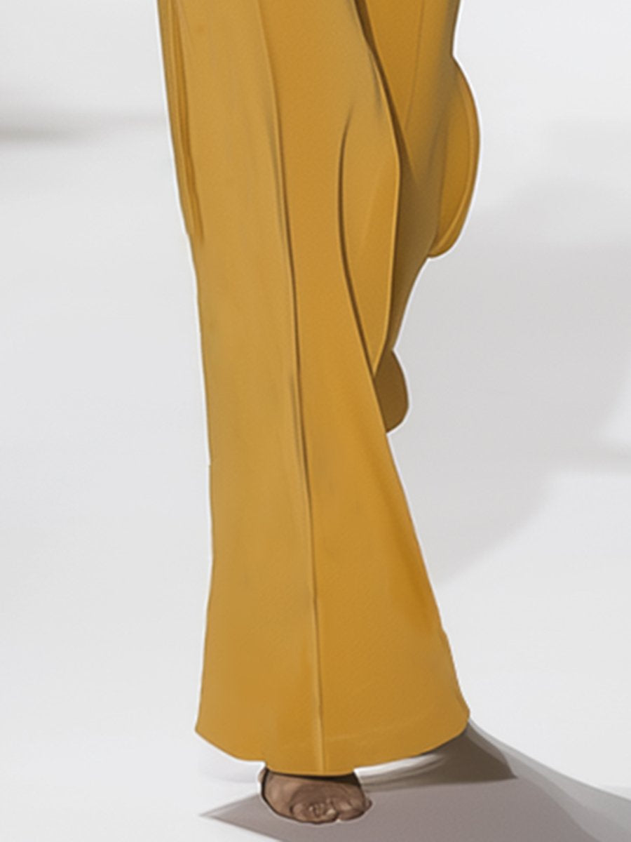 Casual Loose Fashionable Yellow Wide-Leg Pants