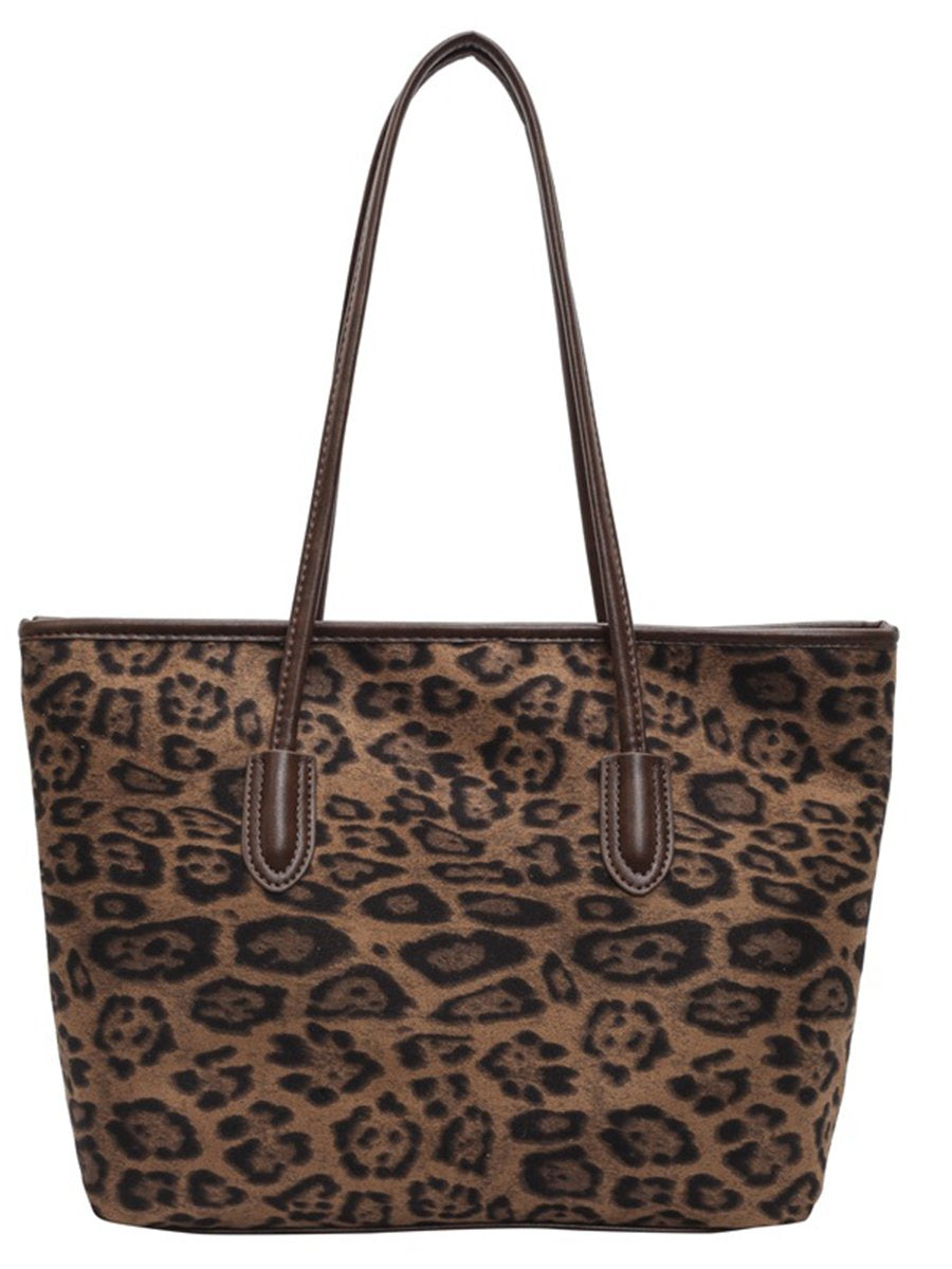 Vintage Commuter Handbag Leopard Print Tote Bag