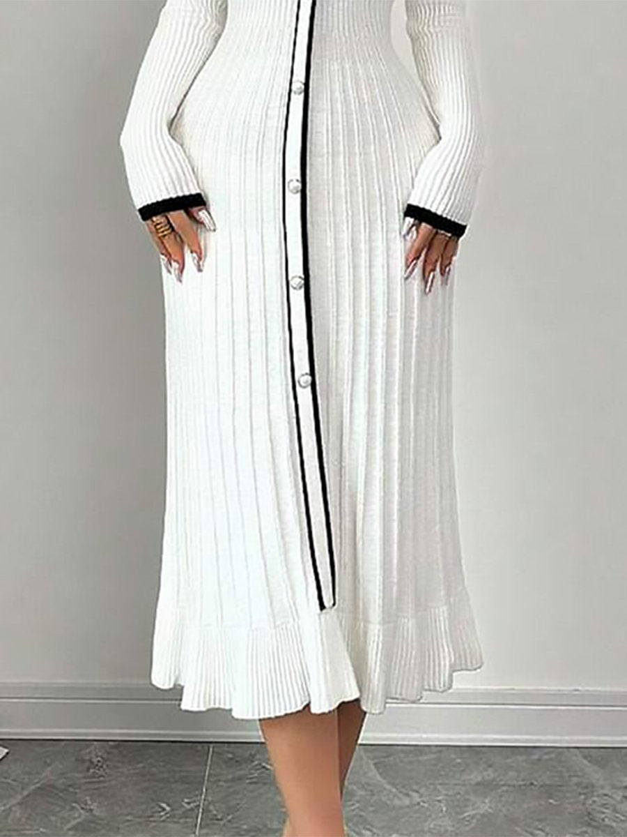 Elegant And Fashionable Exquisite V-Neck Knitted Midi Dress