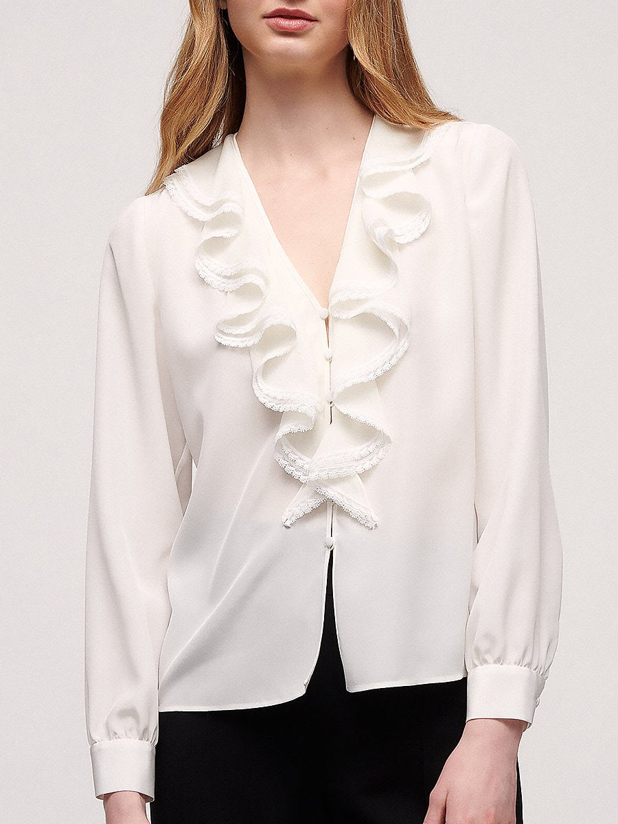 High-End And Fashionable French Ruffled Chiffon Shirt