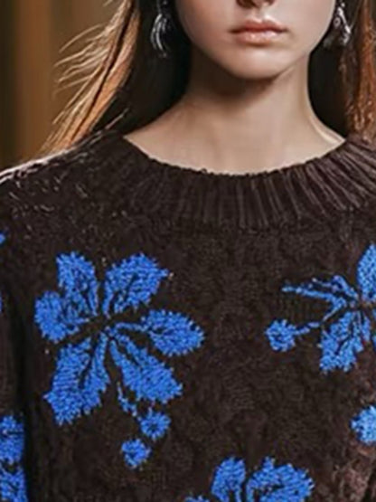 High-End Loose And Fashionable Color-Blocked Knitted Sweater