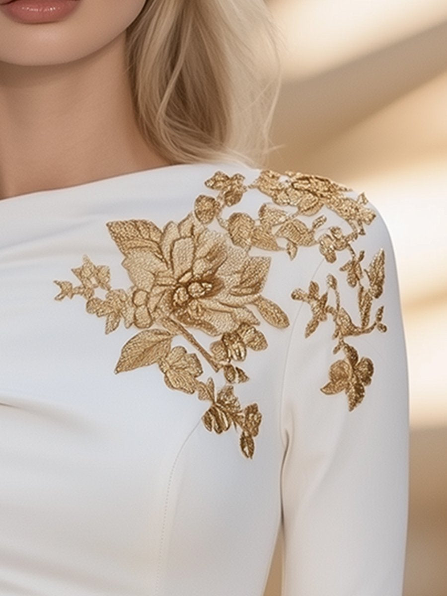 Exquisite High-End Fashionable One-Shoulder Embroidered Top