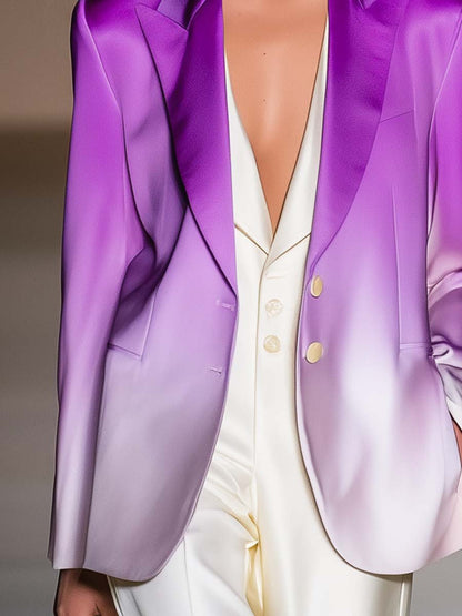 Elegant and Tasteful Gradient Purple Satin Blazer