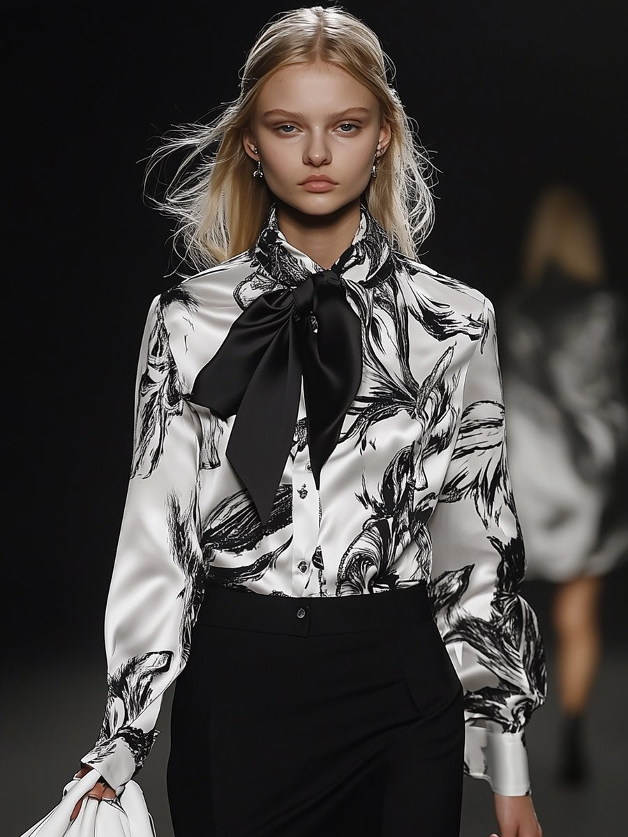 Fashionable And Elegant Satin Print Shirt