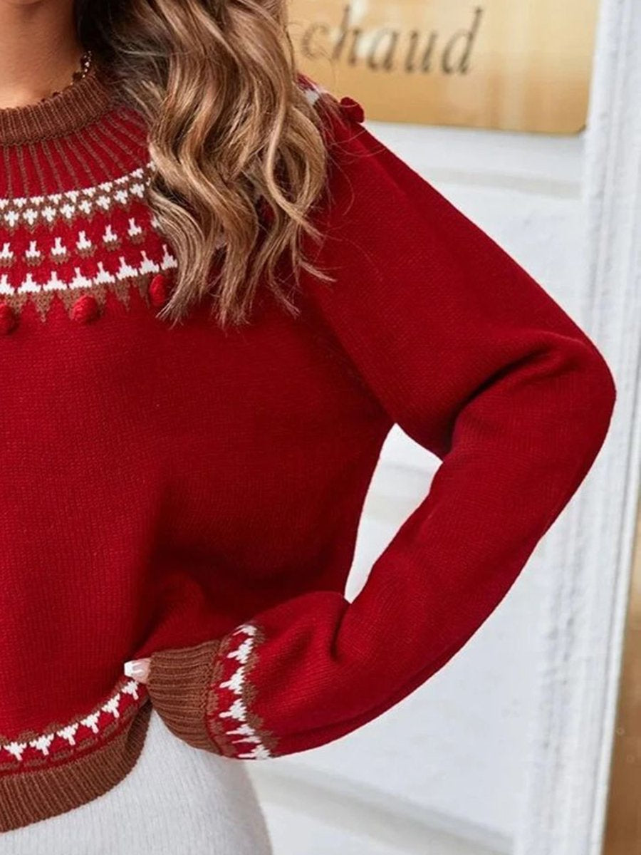 Casual And Fashionable Christmas Loose Round Neck Pullover Sweater