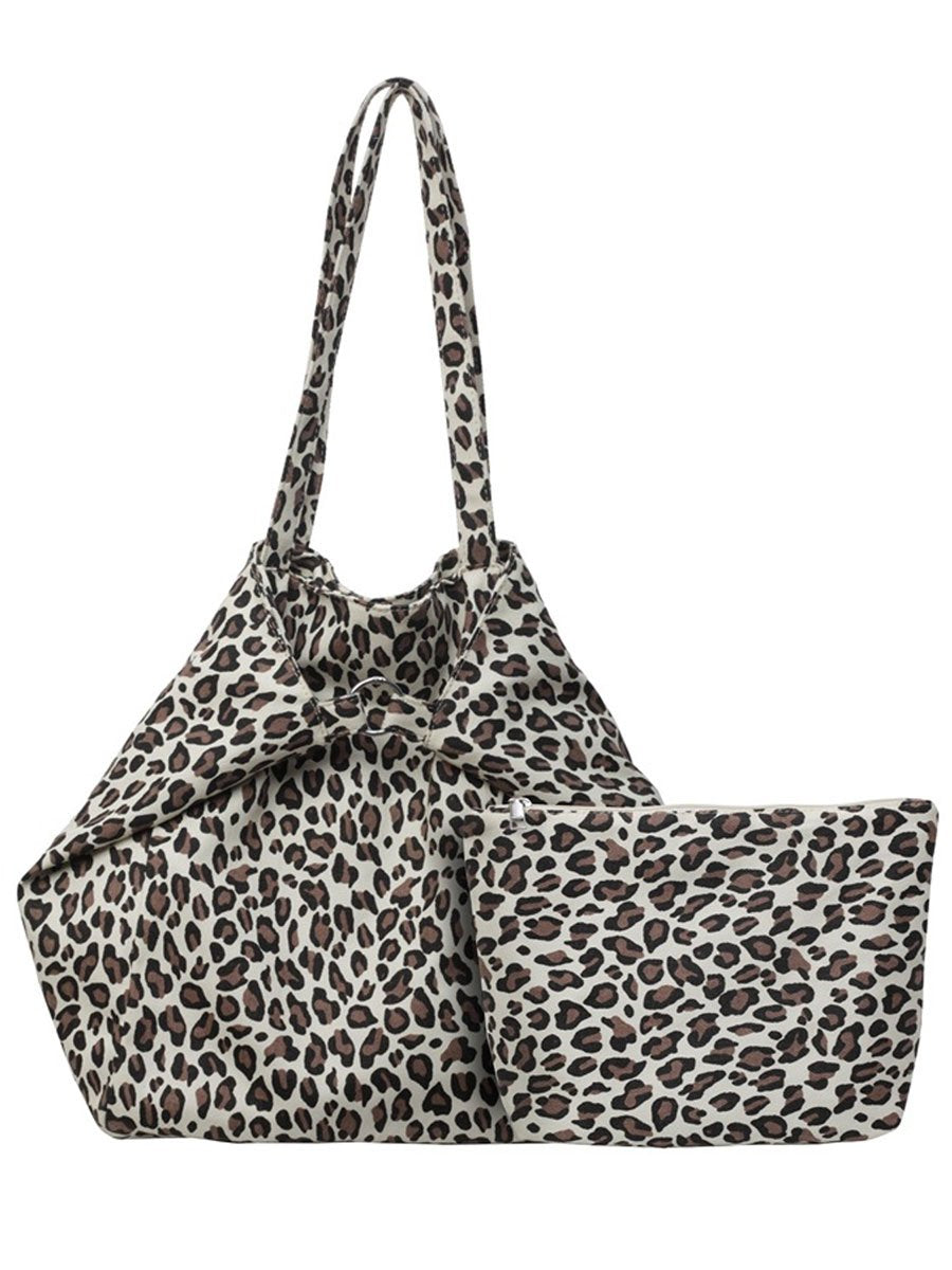 Leopard Print Canvas Commuter Fashion Shoulder Bag