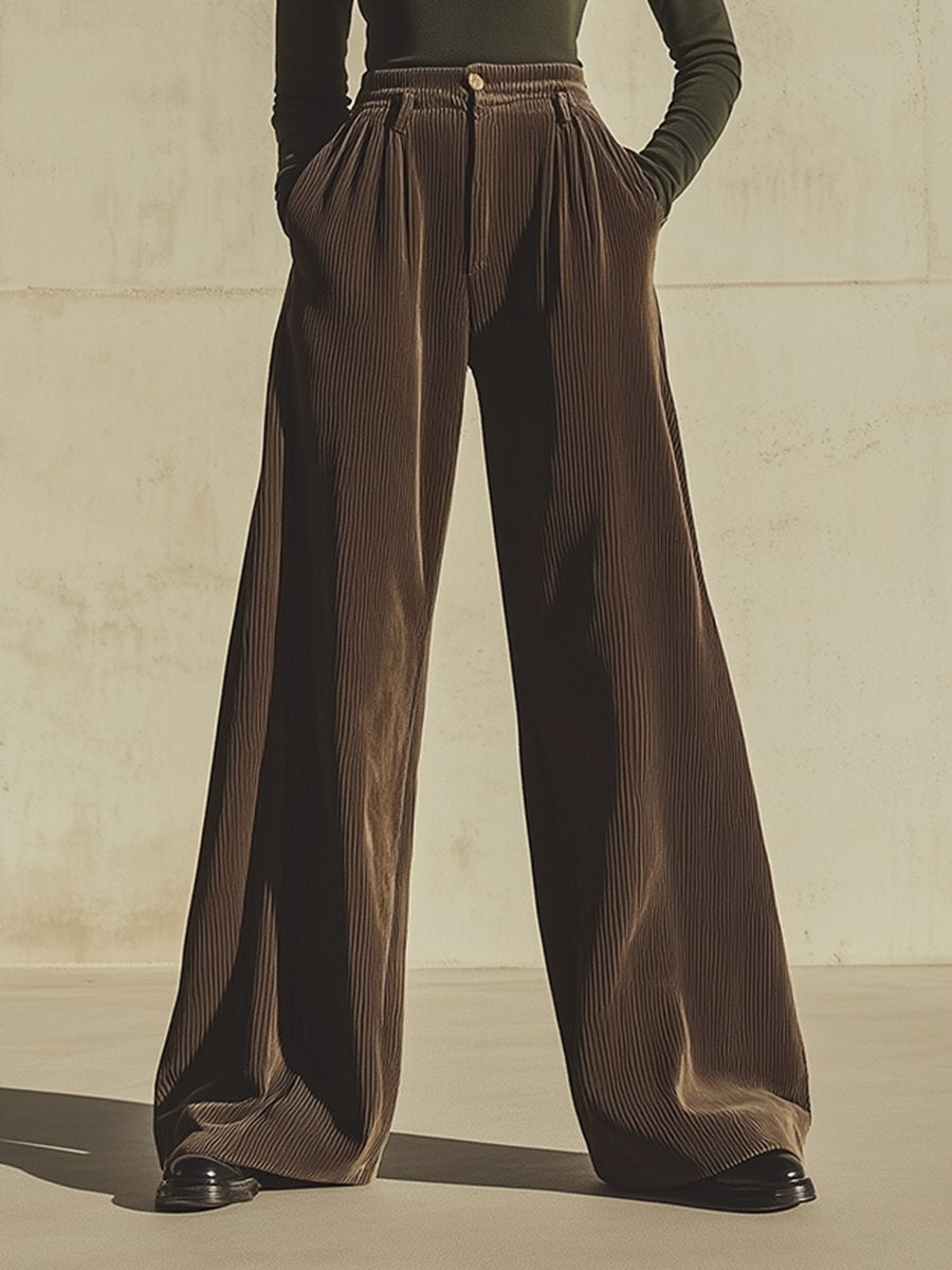 Casual Loose Retro Corduroy Wide-Leg Pants