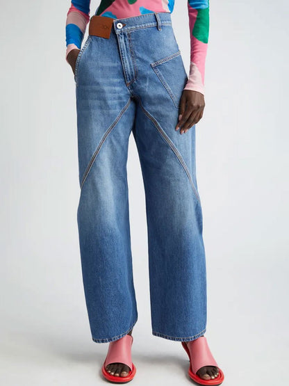 Casual Unique Pocket Banana Jeans