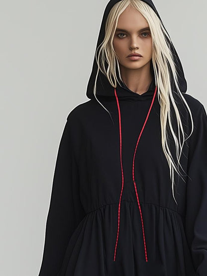 Loose Fit Hooded Sweater Long Sleeve Maxi Dress