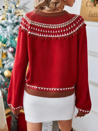 Casual And Fashionable Christmas Loose Round Neck Pullover Sweater