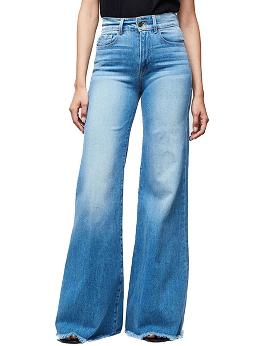 Casual Loose Retro High Waist Flared Wide Leg Jeans