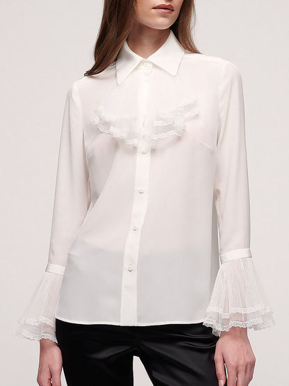 High-End And Fashionable French Lace Chiffon Shirt