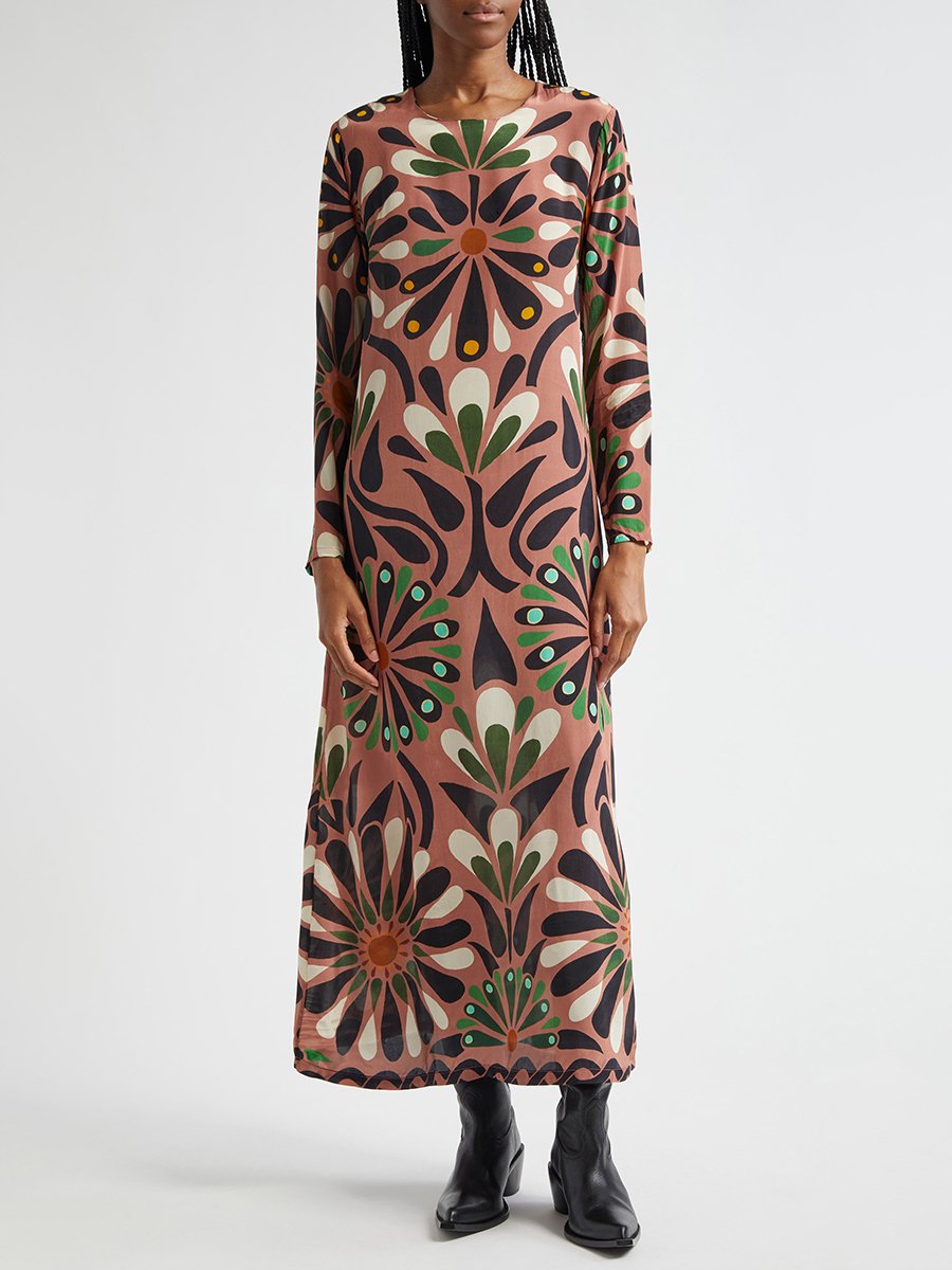 Retro Elegant Fashion Print Maxi Dress