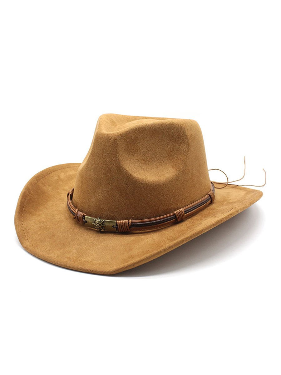 Suede Curled Brim Western Cowboy Hat