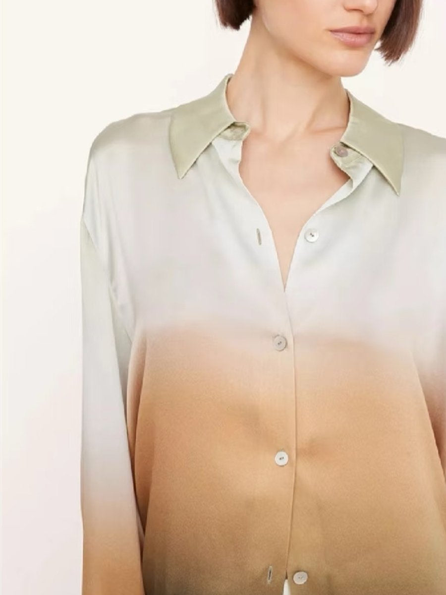 Casual And Fashionable Loose Gradient Satin Shirt