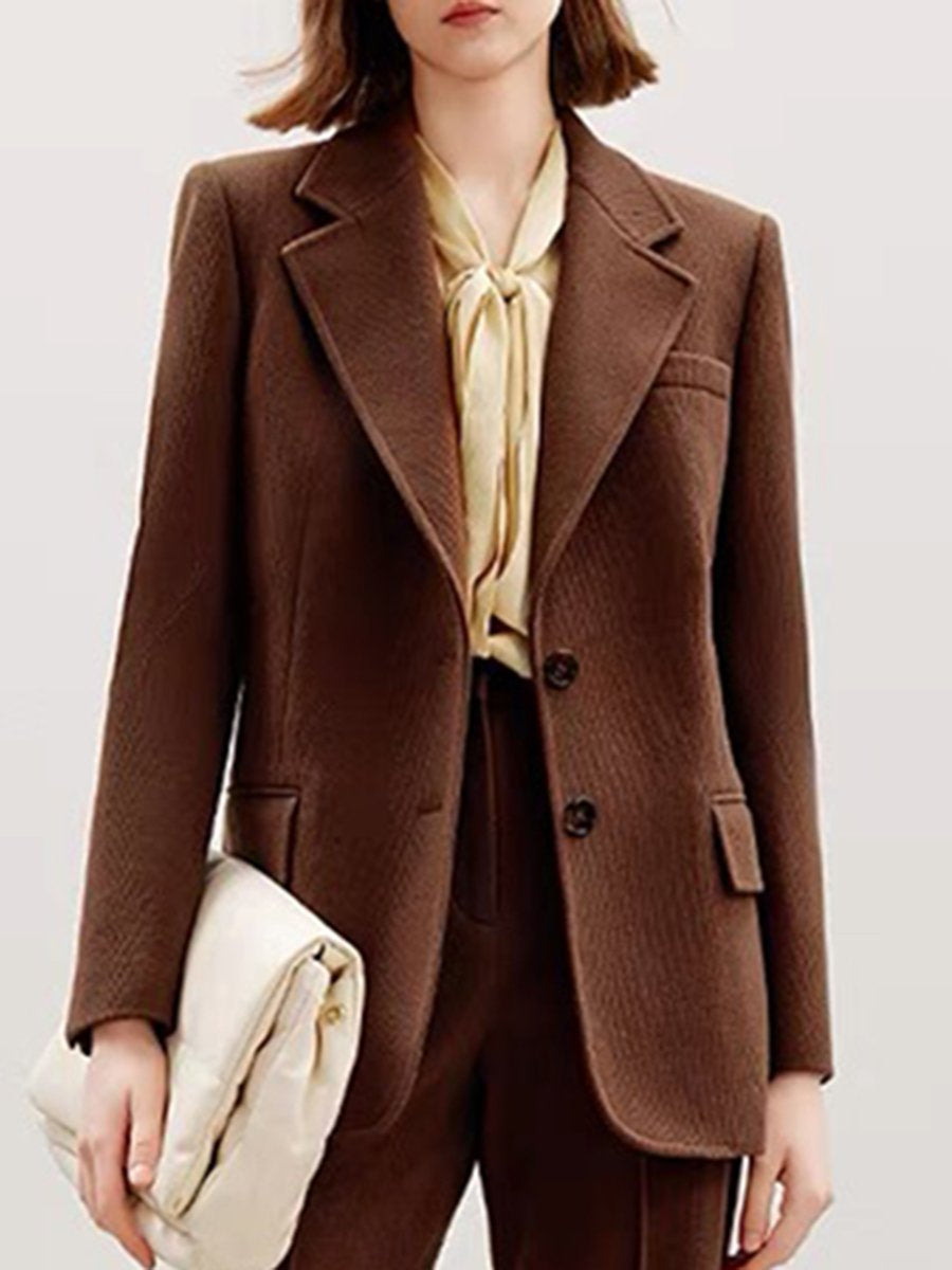 High-End Retro French Style Fashion Temperament Brown Woolen Suit