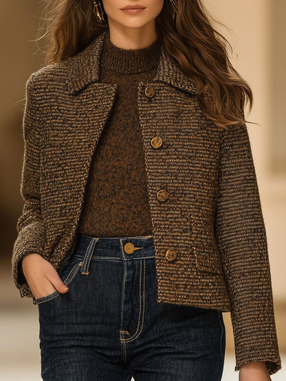 Casual Loose Retro Tweed Single-Breasted Coat