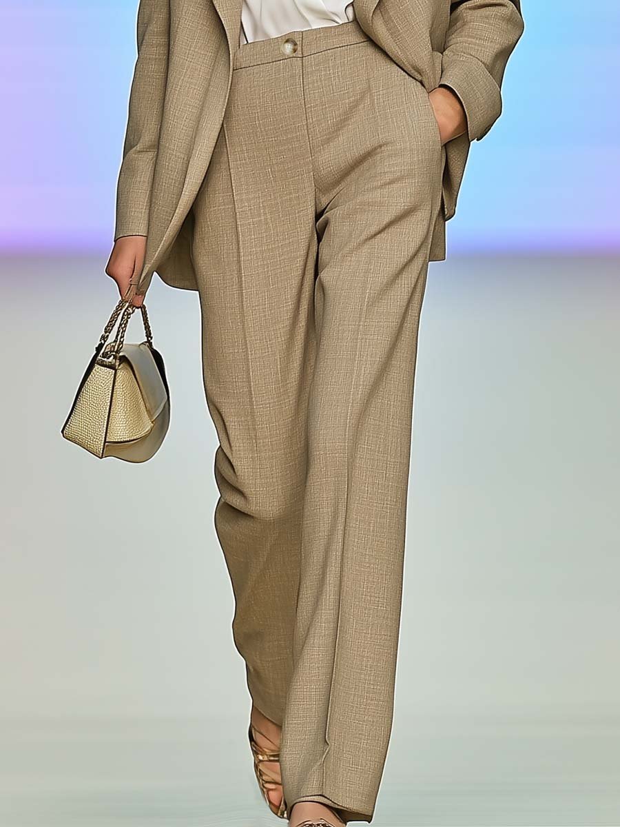 Fashionable Commuting Simple Beige Thin Suit