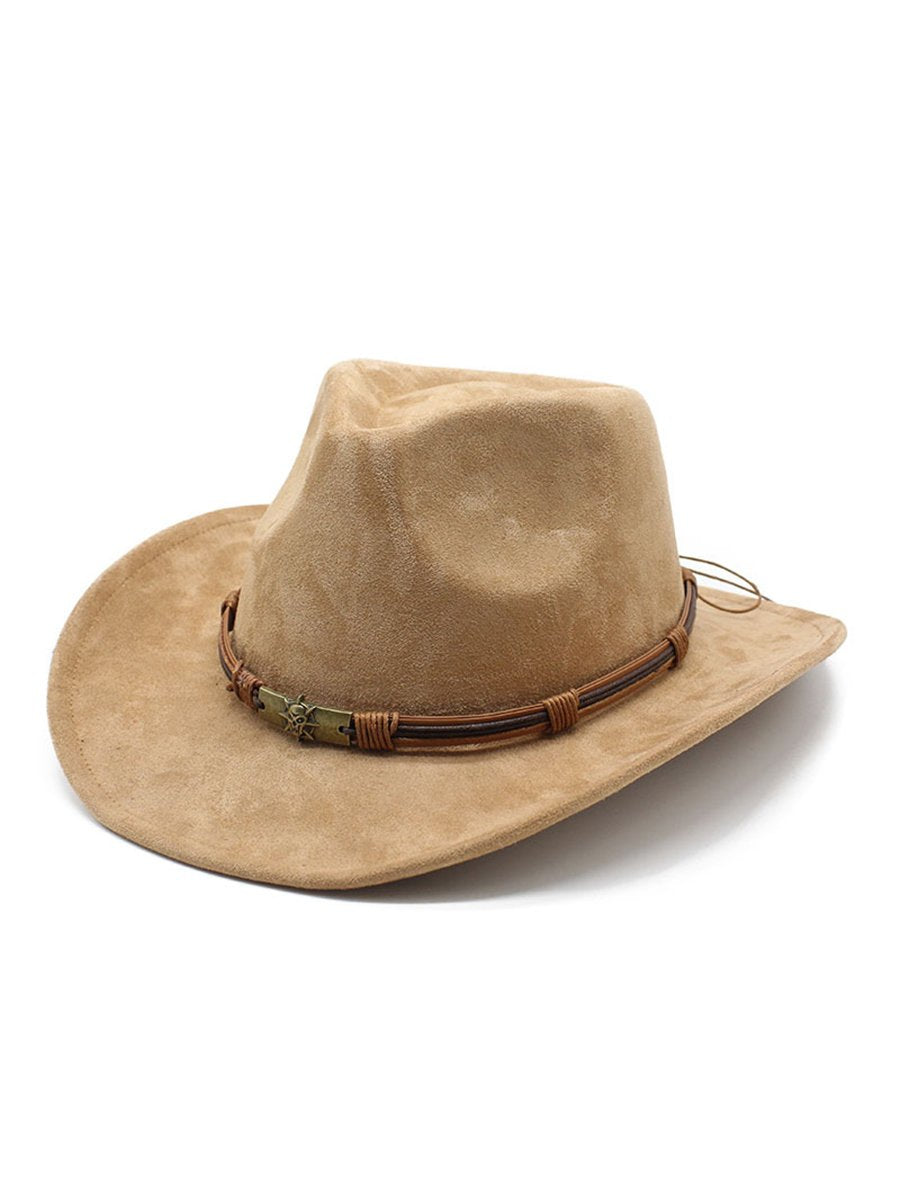 Suede Curled Brim Western Cowboy Hat