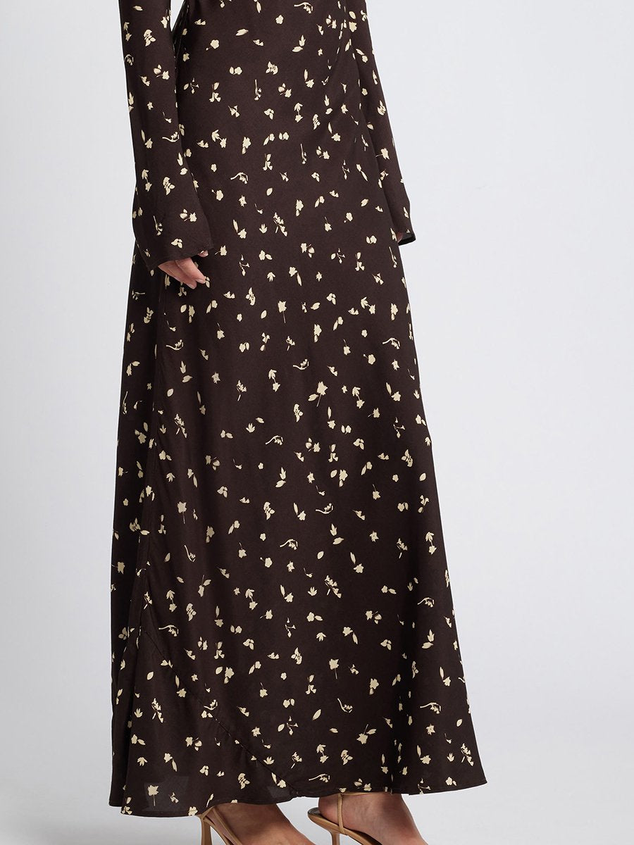 High-end Elegant and Fashionable Printed Black Maxi Dress