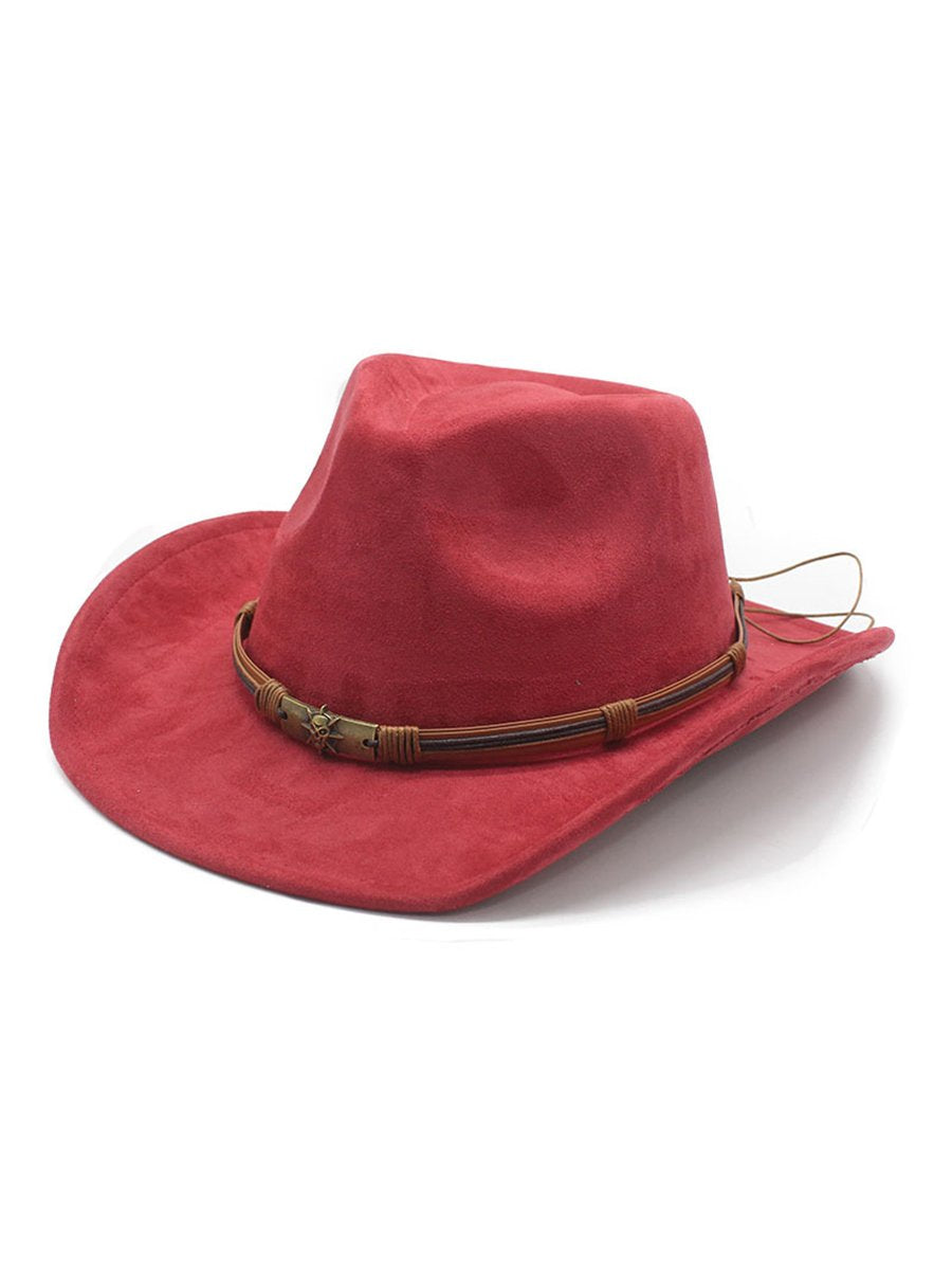 Suede Curled Brim Western Cowboy Hat