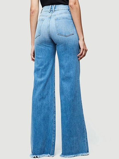 Casual Loose Retro High Waist Flared Wide Leg Jeans