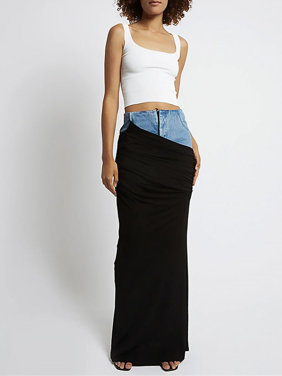 Modern Deconstructed Pleated High Waist Skirt