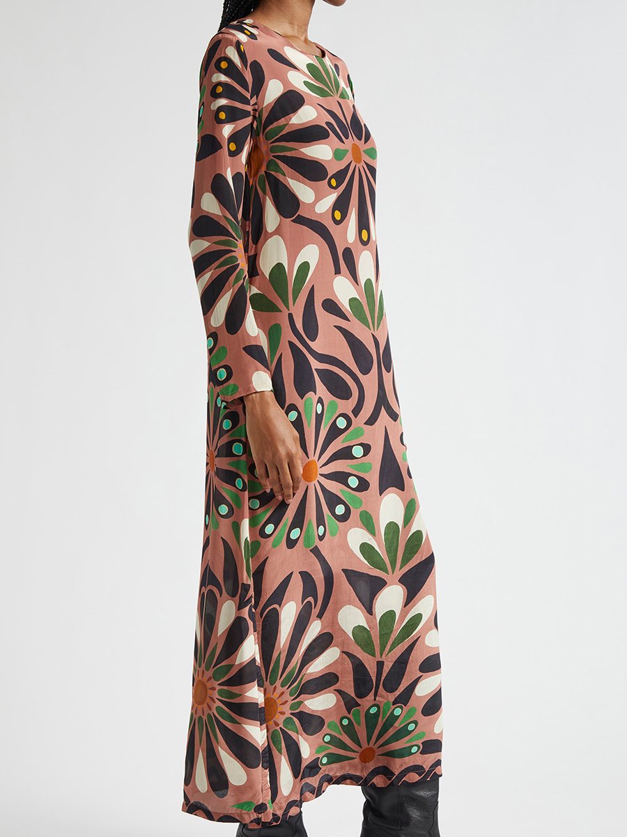 Retro Elegant Fashion Print Maxi Dress